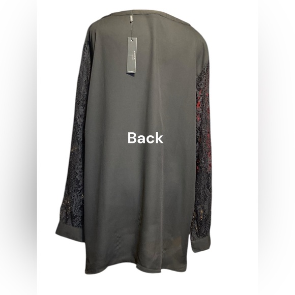 Tahari black Long lace Sleeve Relaxed Tunic - Picture 4 of 6